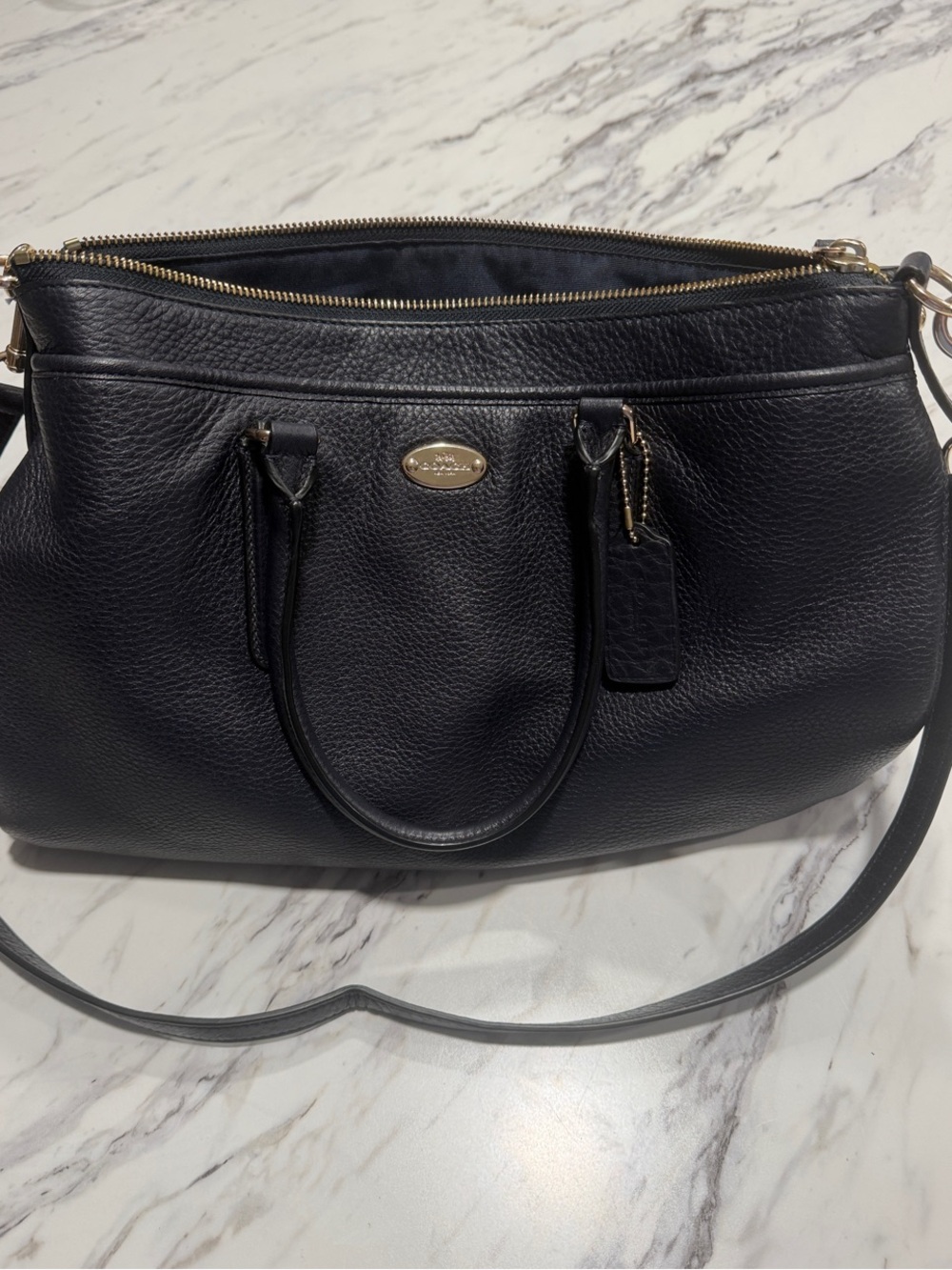 Coach Black Pebbled Leather Satchel with Gold Hardware
